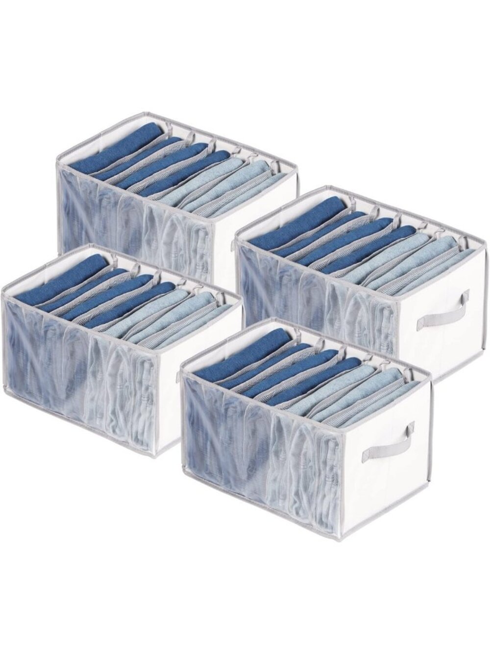 Extra Large Jeans Drawer Organizers, 4 Pack with 7 Grids for Clothing Storage